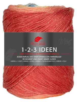 Produktbild von Pro Lana 1-2-3 IDEEN 100 g Sommergarn mit einzigartigem Farbverlauf Farbe 018 - orange/jeans