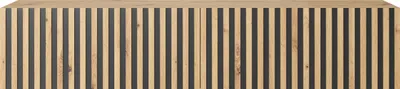 Produktbild von Selsey TV-Lowboard Telire Wotan Eiche Lamellenfront , mit schwarzen Einsätzen, 140 cm breit