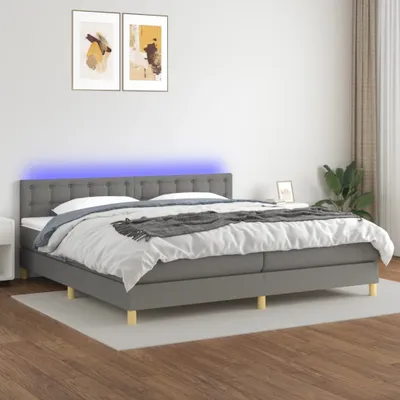 Produktbild von The Living Store Boxspringbett mit Matratze & LED Dunkelgrau 200x200 cm Stoff