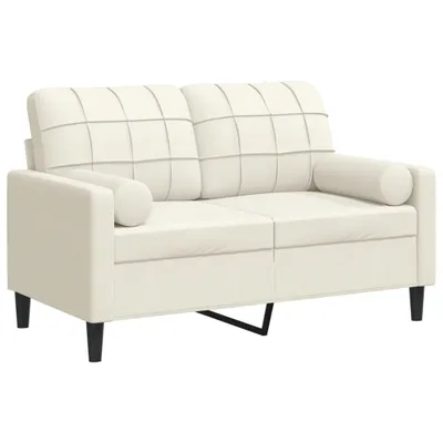 Image de Canapé 2 places avec oreillers décoratifs crème 120 cm velours