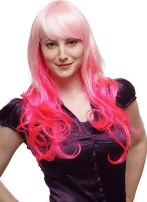 Produktbild von WIG ME UP Perücke Cosplay lang pink weiß gewellt SA043-TF2315HT2333