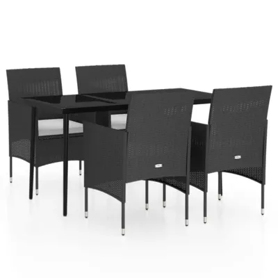 Immagine prodotto di Set da Pranzo da Giardino 5 pz con Cuscini Nero