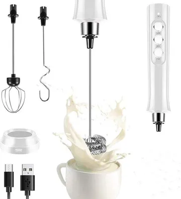 Produktbild von Elektrischer Milchschäumer - 3 Geschwindigkeiten - USB-Ladung - 3-Gartenweiß