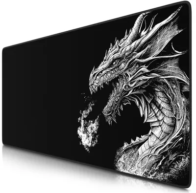 Produktbild von Titanwolf Gaming Mauspad XXL, 900 x 400 x 3 mm, Schreibtischunterlage, abwaschbar, rutschfeste Rückseite, Geschwindigkeit & Präzision, Black Dragon