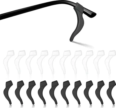 Produktbild von 10 Paar Silikon-Brillenbügel (Ohrhaken) – 5 Paar schwarze + 5 Paar weiße