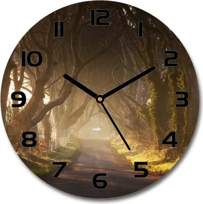 Produktbild von Wanduhr aus Glas 30fi Glasbild Glasuhr Gehärtetes Glas - schwarze-zeiger - Fog in the forest