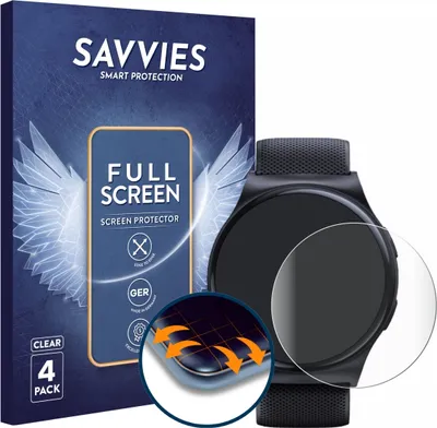 Produktbild von 4x Savvies Fullscreen Schutzfolie für Motorola Moto Watch 120 Displayschutz Folie Fullcover Klar Transparent