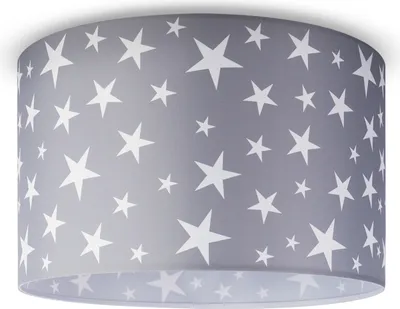 Produktbild von Deckenlampe Kinderzimmer Pendelleuchte Baby Lampenschirm Stoff Rund Sterne
