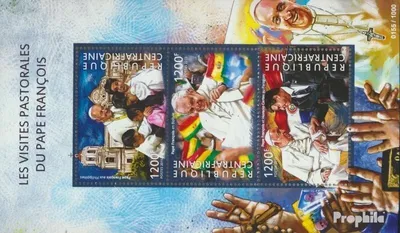 Produktbild von Briefmarken Zentralafrikanische Republik 2015 Mi 5557-5559 Kleinbogen (kompl. Ausgabe) postfrisch Papst Franziskus