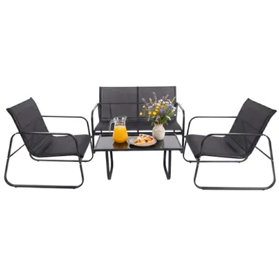 Zdjęcie produktu dla Zestaw mebli ogrodowych taras krzesła stolik sofa 4 elementy meble balkonowe FUNFIT GARDEN