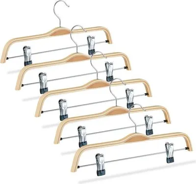 Image de Lot de 5 cintres à pantalons en bois