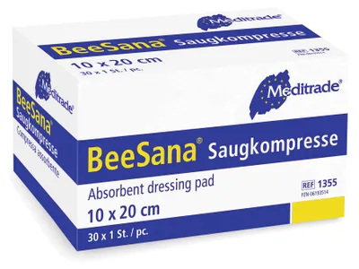 Produktbild von Meditrade BeeSana Saugkompresse 10 x 20 cm - steril - 30 Stk.