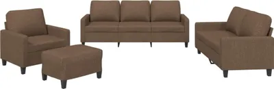 Produktbild von vidaXL 4-tlg. Sofagarnitur mit Kissen Braun Stoff