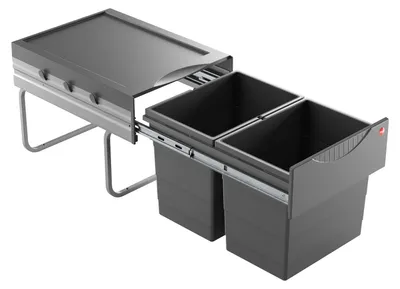 Produktbild von Hailo AS Raumspar Tandem Abfallsammler 18+18 L dunkelgrau – Einbau-Mülleimer