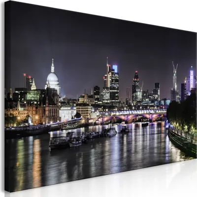 Produktbild von Wandbild Mega XXXL London 250x125 cm Einteiliger XXL-Format Kunstdruck zur Selbstmontage Leinwandbilder moderne Bilder DIY Wanddekoration Wohnung Deko Stadt Panorama Nacht d-B-0335-ak-e