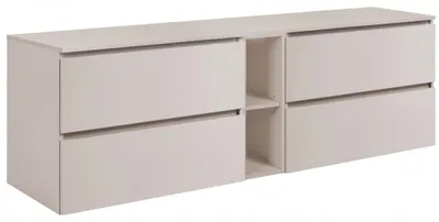 Produktbild von Rodan Waschbeckenunterschrank 140cm - Kaschmir Matt - mit Platte & Regal - Hängend - SIMPLE