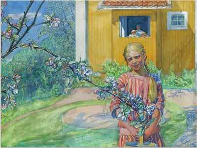 Produktbild von ARTland Wandbild Alu für Innen & Outdoor Mädchen mit einem blühenden Apfelzweig Größe: 80x60 cm