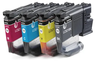 Produktbild von Brother LC521VAL, Schwarz, Cyan, Magenta, Gelb, 4 Stück(e), 500 Seiten, 500 Seiten, Multipack