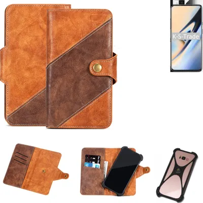 Produktbild von K-S-Trade Handyhülle Schutzhülle Bookstyle Case Wallet-Case kompatibel mit OnePlus 7 Cover Klapphülle Kantenschutz Smartphone dunkelbraun braun 1x