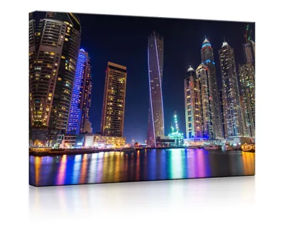Produktbild von lightbox multicolor | Beleuchtetes Bild | Dubai Skyline mit Cayan Tower | 100x70 cm | front lighted