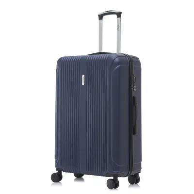 Produktbild von Koffer Trolley Reisekoffer Suitcase, Rollkoffer Handgepäck ,mit 4 Rollen 360°, Hartschalenreisekoffer, Zahlenschloss, Weicher Gummigriff M, Dunkelblau