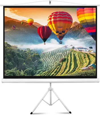 Produktbild von Pyle Beamer Rollo Leinwand, 80 Zoll 16:9 HD 4K, Projektorleinwand mit Stativ & Schwarzem Rahmen, Höhenverstellbar, Leicht Tragbar mit Tasche