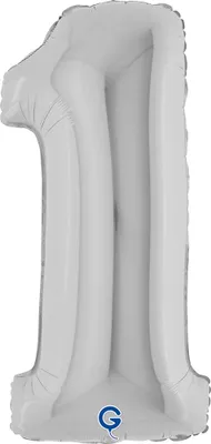 Produktbild von Riesenzahl Folienballon 40"/102cm | Silber Zahl: 1