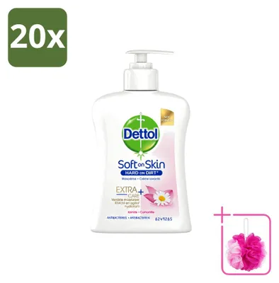 Obrázok produktu pre 20 kusov antibakteriálneho mydla na ruky Dettol – s hydratačným zložením a vôňou harmančeka – 250 ml – výhodný balík