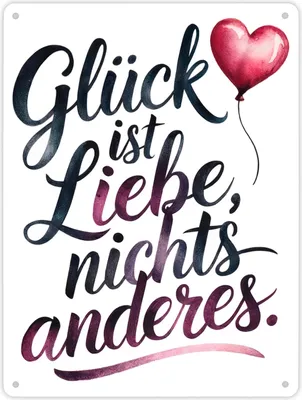 Produktbild von Glück ist Liebe Metallschild XL in 21x28 cm Herz Luftballon