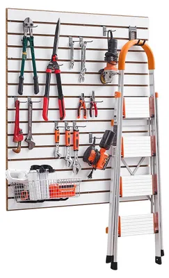 Obrázok produktu pre VEVOR stena na náradie 1220 x 1220 x 18 mm, MDF garážové panely, biely nástenný organizér, nosnosť 11,3 kg, vhodný na skladovanie a prezentáciu