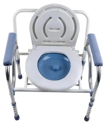 Produktbild von Toilettenstuhl 150 kg Nachtstuhl höhenverstellbar faltbar Duschstuhl mit rutschfesten Gummifüßen, Toilettenhilfen für Senioren mit Armlehnen, Rückenlehne und Toilettendeckel in Weiß