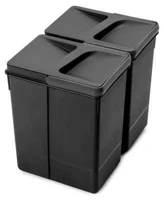 Produktbild von Emuca Lot Recycle Behälter für Küchenschublade, Höhe 266 mm, 2x7 Liter, Kunststoff, Schwarz