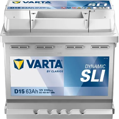 A studio shot of a Varta car battery.