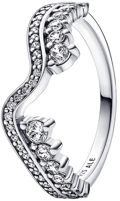 Produktbild von PandoraRing Sparkling Asymmetric Wave 192543C01 Silber 925 Zirkonia Steine 17