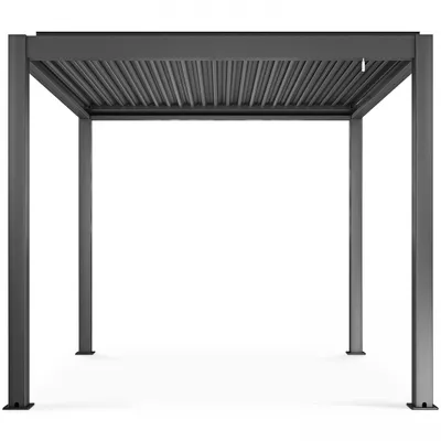 Image de Pergola bioclimatique autoportée gris 3 x 3 x 2.57 m - Oviala Athenes