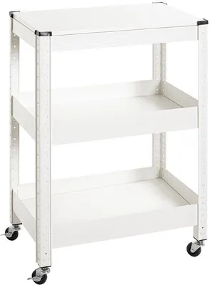 Immagine prodotto di Carrello da portata in materiale bianco con ripiani regolabili e ruote