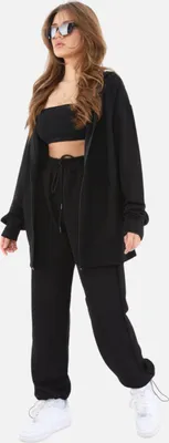 Immagine prodotto di Set tuta da jogging da donna in due pezzi con zip L Nero