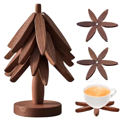 Holz-Untersetzer im Baum-Design, 3er-Set, 23x10 cm