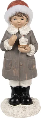 Immagine prodotto di Clayre & Eef Figura Bambino 14 cm Poliresina grigia