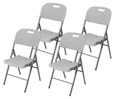Produktbild von Bardi 4-teiliges Klappstuhl-Set – Robustes Klappstuhl-Set, wetterfest, 47 x 54 x 87 cm – GRAU