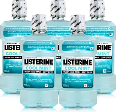 Produktbild von Listerine Mundspülung Cool Mint 500ml - Milder Geschmack (5er Pack)