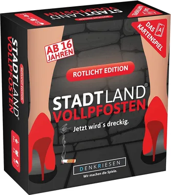 Obrázok produktu pre DENKRIESEN - STADT LAND VOLLPFOSTEN - Das Kartenspiel - Rotlicht Edition