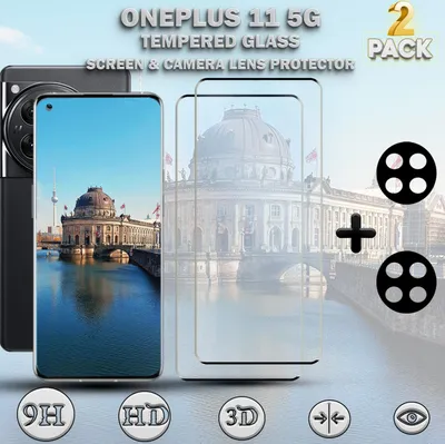 Produktbild von 2-Pack OnePlus 11 5G Displayschutzfolie & 2-Pack Kameraschutz - Gehärtetes Glas 9H - Super Qualität 3D