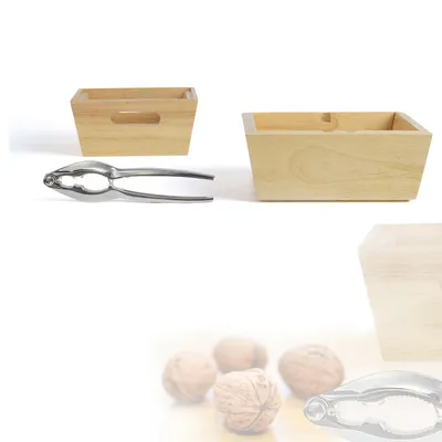 Produktbild von LIVOO Nussknacker Set Nussschalen Edelstahl Nussbrecher Holzschale Nüsse MEN346
