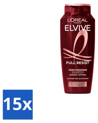 Produktbild von 15 x L’Oréal Paris Elvive Full Resist Shampoo - Stärkend mit Aminexil & Biotin - 250 ml - Vorteilspackung - 15 Stücke