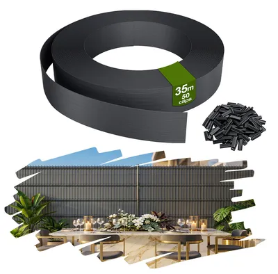 Produktbild von YRHome PVC Sichtschutzstreifen Balkonsichtschutz Sichtschutzfolie Zaunblende Balkon Terrasse Garten 35m Anthrazit inkl. 50 Befestigungsclips