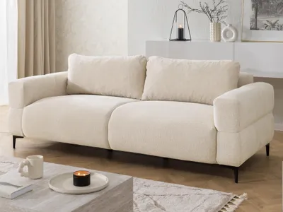 Produktbild von Cardea - Modernes 3-Sitzer-Sofa in Bubble-Optik aus weichem Hellbeige Strukturstoff mit hohem Sitzkomfort