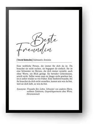 Produktbild von Postertech Definition Poster Beste Freundin DIN A4, Kunstdruck im Wörterbuch-Stil, Geschenk zum Geburtstag, ohne Rahmen
