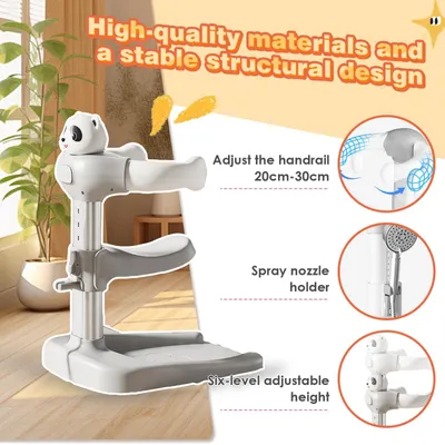 Imagen del producto de Soporte para bebé en la bañera con base antideslizante, ajustable en altura, para niños de 12 a 36 meses, ayuda para el baño de bebés