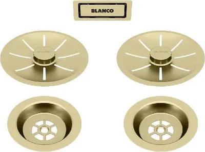 Image de BLANCO Set de vidage et de trop-plein or satiné pour double cuve PVD or satiné